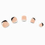 Black &amp; White Asymmetrical French Tip Square Press On Vegan Faux Nail Set -  24 Pack,