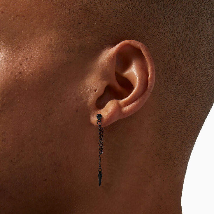 Black 2&quot; Spike Front &amp; Back Drop Earrings,