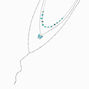 Silver-tone Turquoise Butterfly Multi-Strand Necklace,