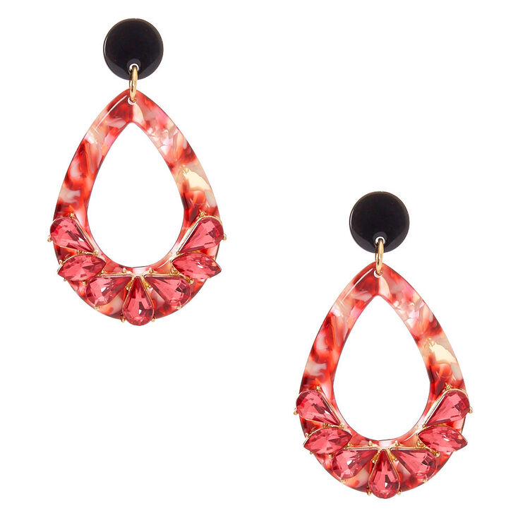 Claire's Pendantes roses 5 cm à strass