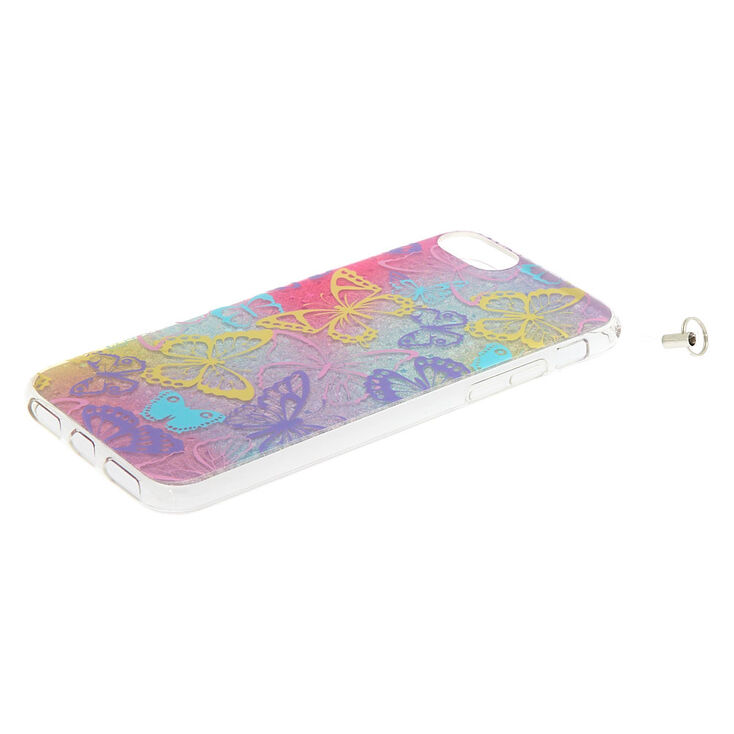 Butterfly Glitter Phone Case with Lanyard - Fits iPhone 6/7/8,