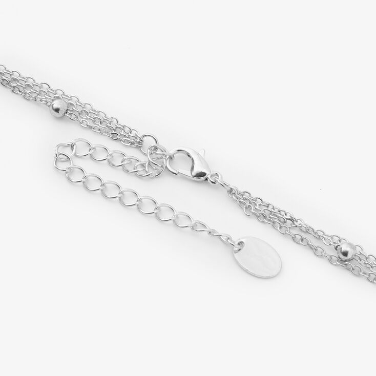 Purple Crystal Celestial Multi-Strand Silver-tone Chain Necklace,