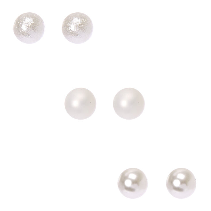 Claire's Clous d'oreilles trio de perles d'imitation texturées 10mm