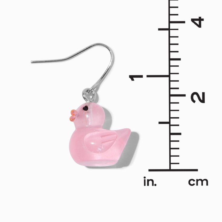 Pink Glow in the Dark Rubber Duck 0.75&quot; Drop Earrings,