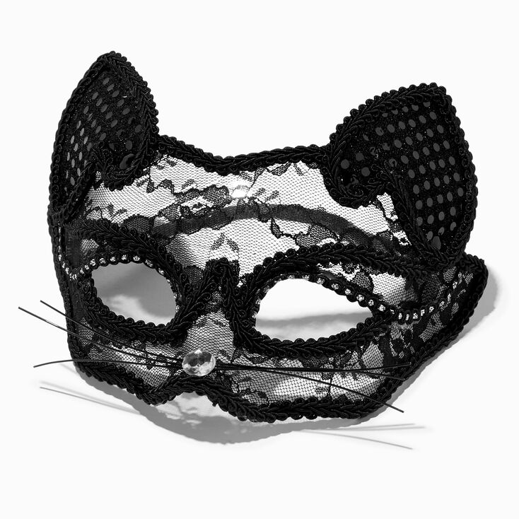 Masque de chat en dentelle noire,