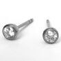 Silver Titanium Cubic Zirconia 3MM Round Stud Earrings,