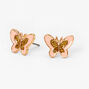 Silver Butterfly Stud Earrings - Pink,