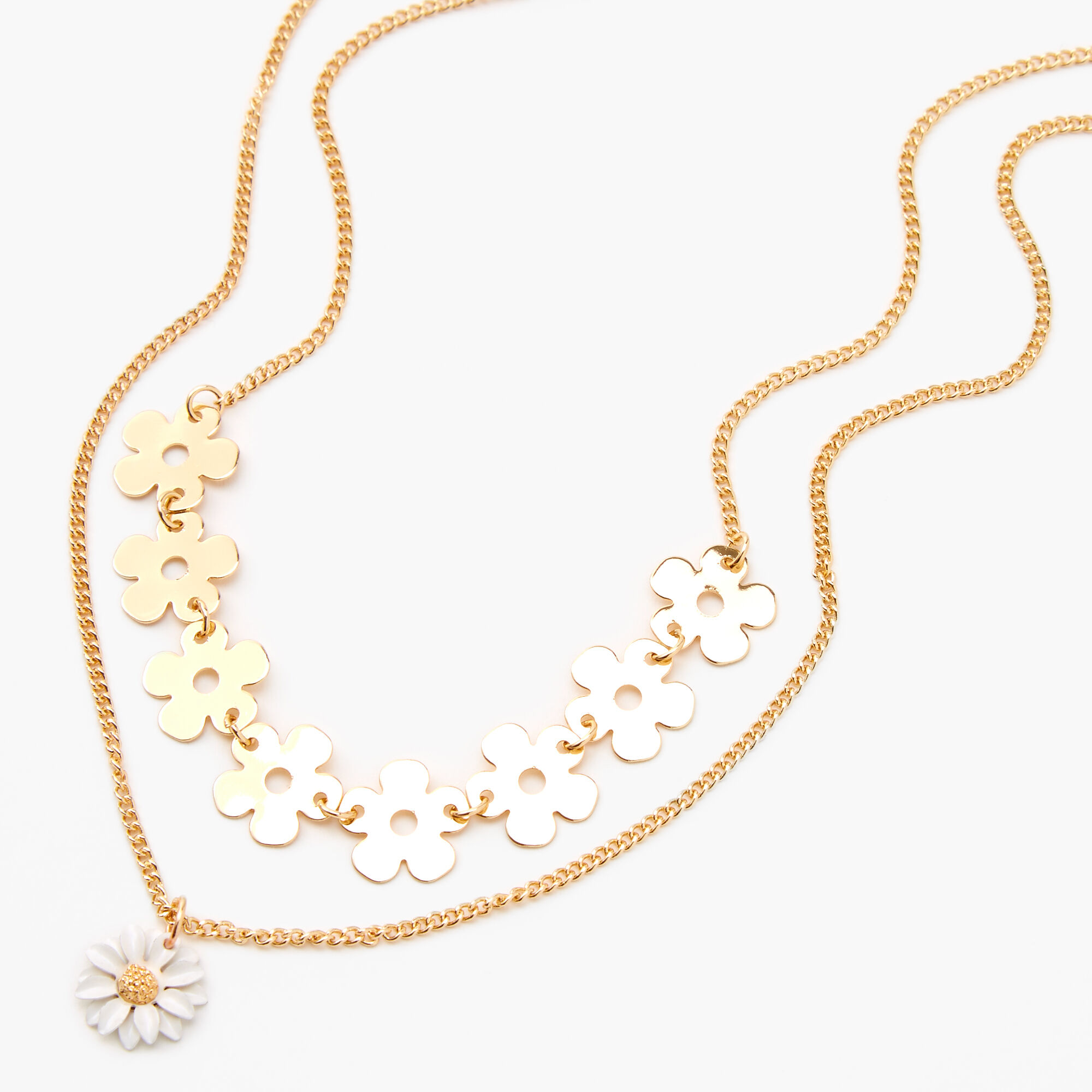 Claire's Collier multi-rangs marguerite couleur dorée