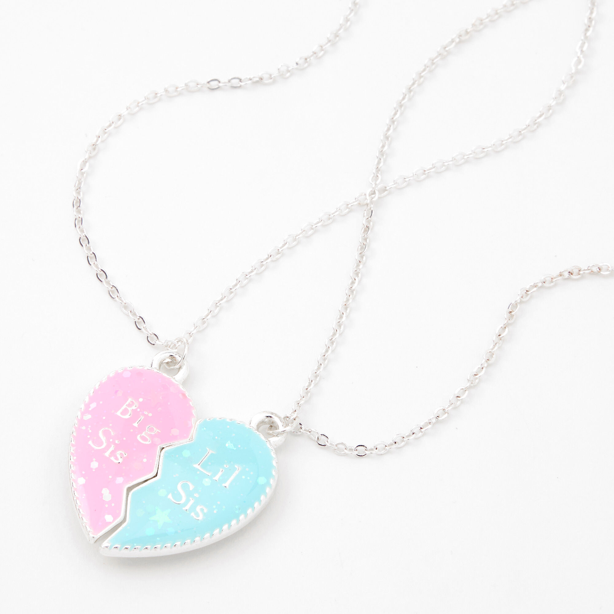 Big Sis Little Sis Split Heart Necklaces 2 Pack Claire s US