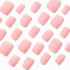 Pink Glossy Short Square Vegan Faux Nail Set - 24 Pack,