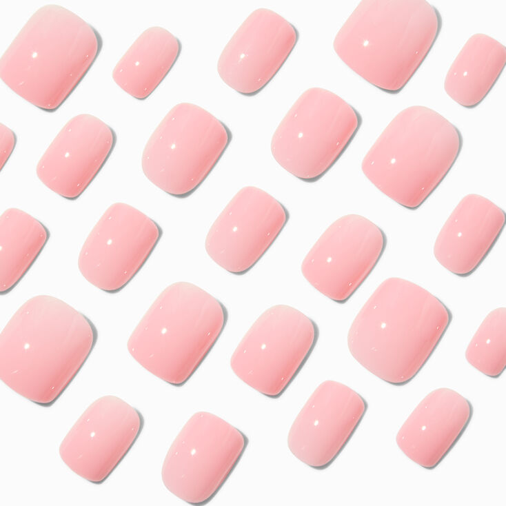 Pink Glossy Short Square Vegan Faux Nail Set - 24 Pack,