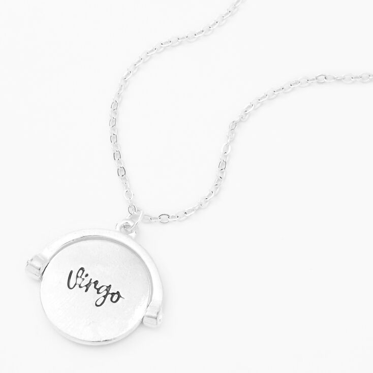 Silver Glow In The Dark Zodiac Spinning Pendant Necklace - Virgo,