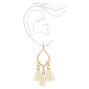White Tassel 2&quot; Gold Chandelier Drop Earrings,
