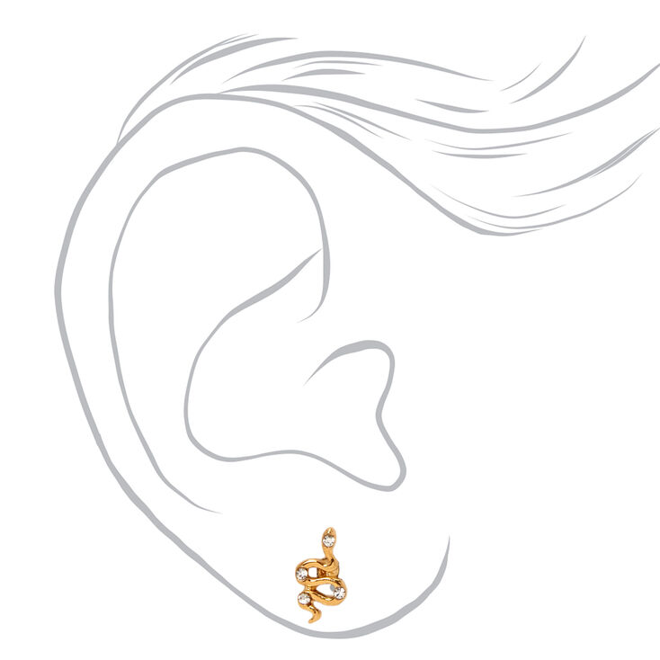 C LUXE by Claire&#39;s 18kt Gold Plated Crystal Snake Stud Earrings,