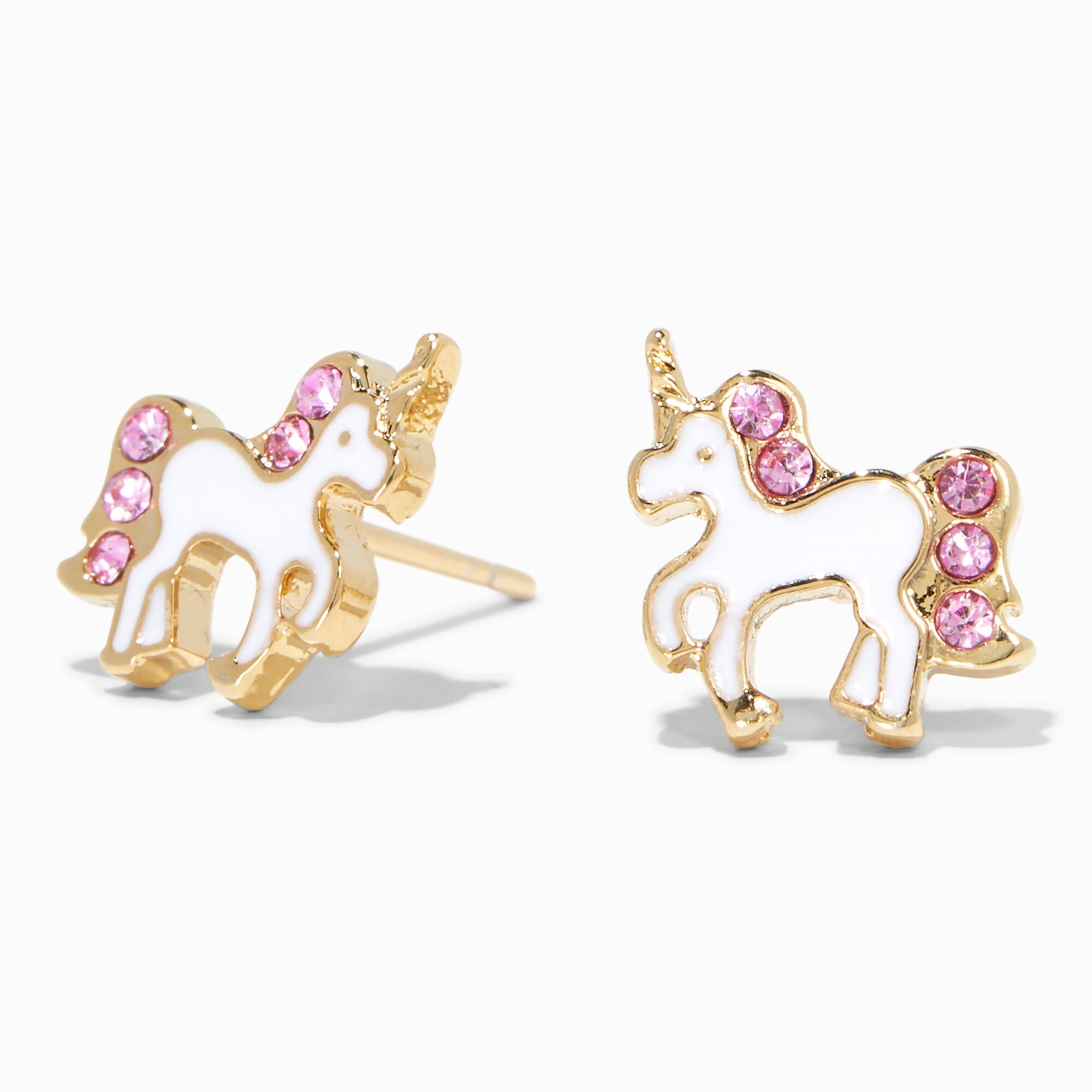 View Claires 18K Plated Unicorn Stud Earrings Gold information