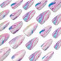 Purple Galaxy Long Almond Vegan Faux Nail Set - 24 Pack,