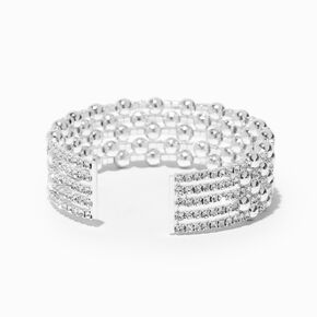 Silver-tone Ball Glam Cuff Bracelet,