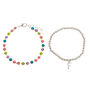 Silver Rainbow Initial Jewellery Gift Set - F, 4 Pack,