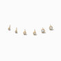 Gold-tone Stainless Steel Bezel Crystal Stud Earrings - 3 Pack,