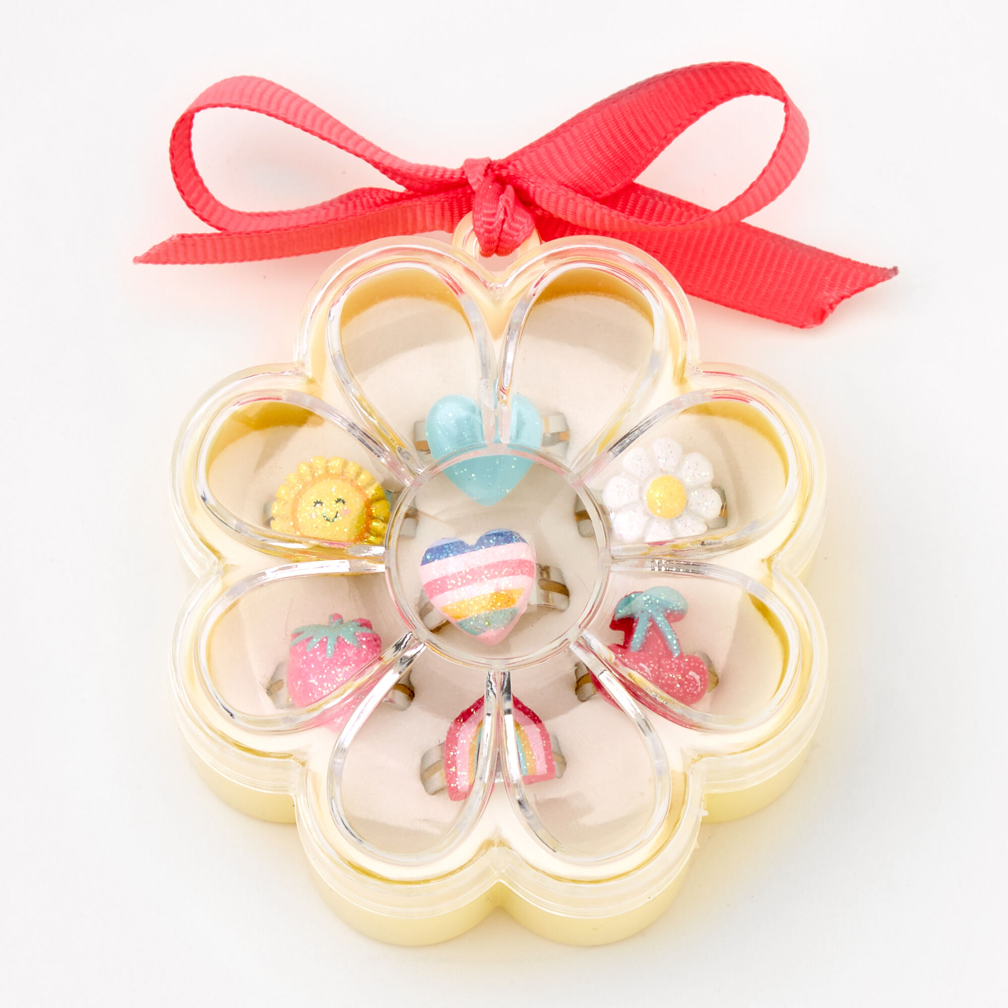 Claire's Club Spring Daisy Box Rings - 7 Pack,