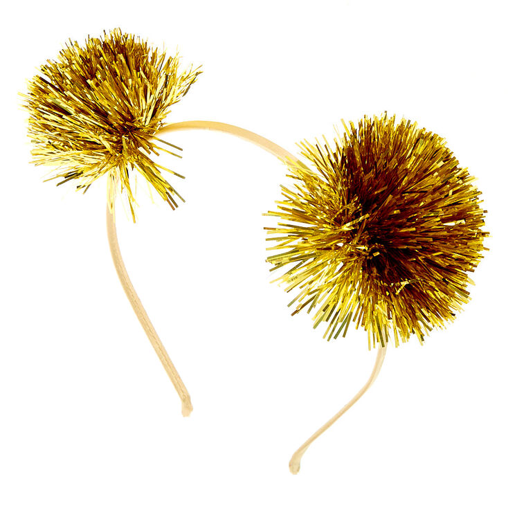 Claire's Serre-tête oreilles à pompons guirlandes couleur doré