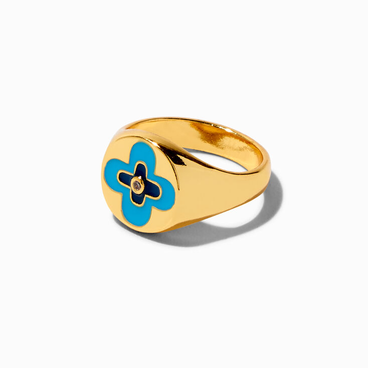 JAM + RICO x Claire&#39;s 18k Yellow Gold Plated Tropical Flower Signet Ring,