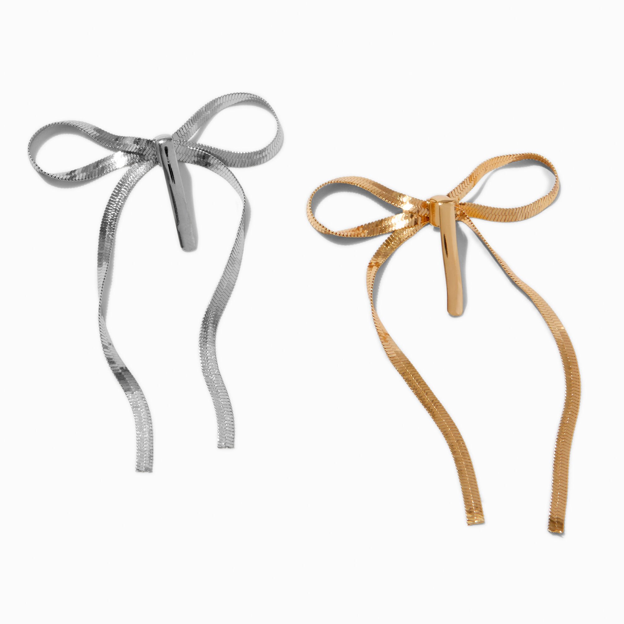 Mixed Metal Bow Hair Sticks - 2 Pack,