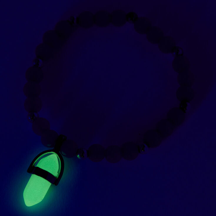 Pink Glow In The Dark Mystical Gem Beaded Stretch Bracelet,