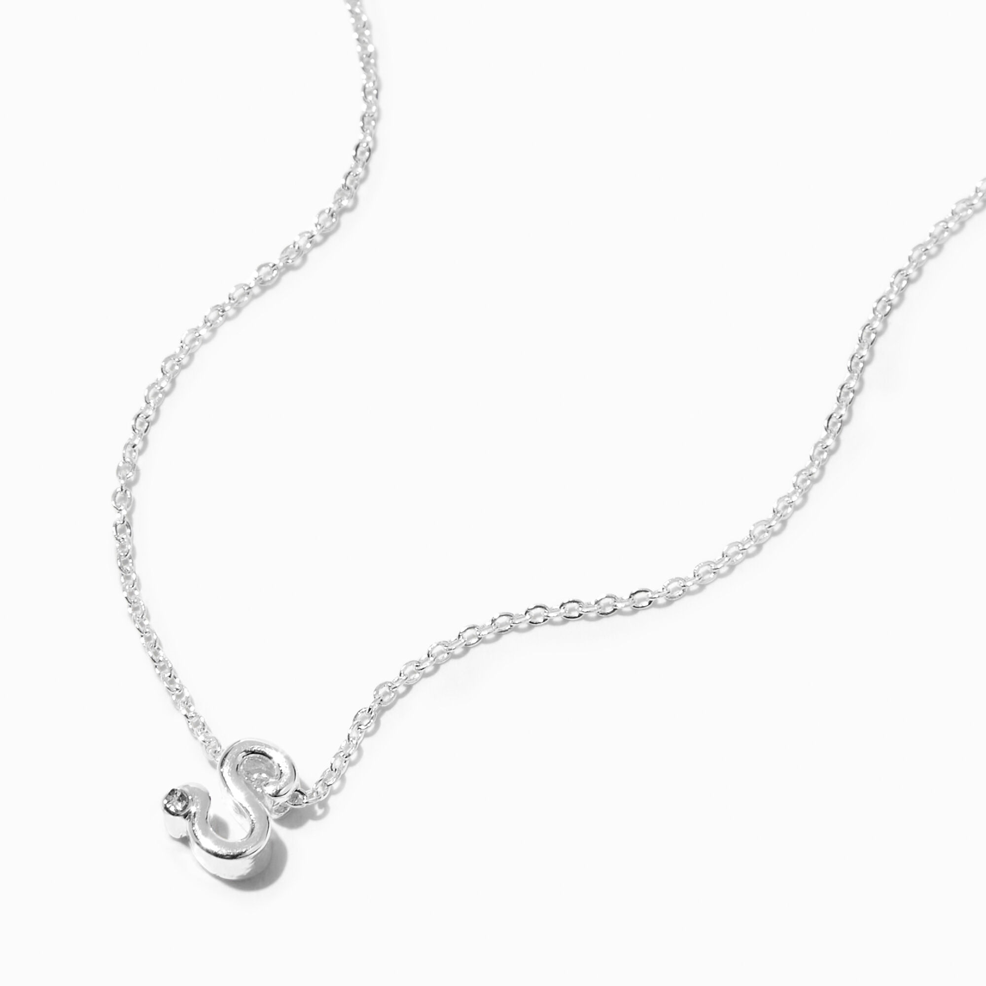 Silver Cursive Lowercase Initial Pendant Necklace - S | Claire's US