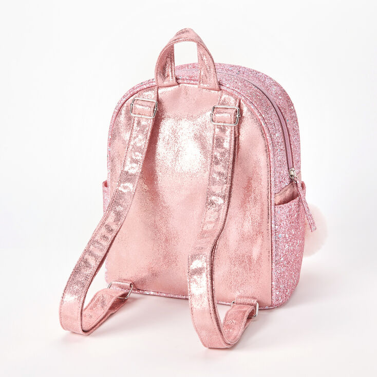 Pink Glitter Heart Mini Backpack,