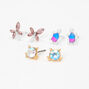 Cat, Dragonfly, &amp; Turtle Faux Crystal Stud Earrings - 3 Pack,