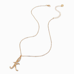 Gold-tone Modern Initial Necklace - K,