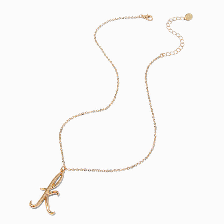 Gold-tone Modern Initial Necklace - K,