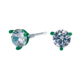 Cubic Zirconia Earrings Studs Drops More Claire S Us Sterling Silver Cubic Zirconia 5mm Round Stud Earrings Green