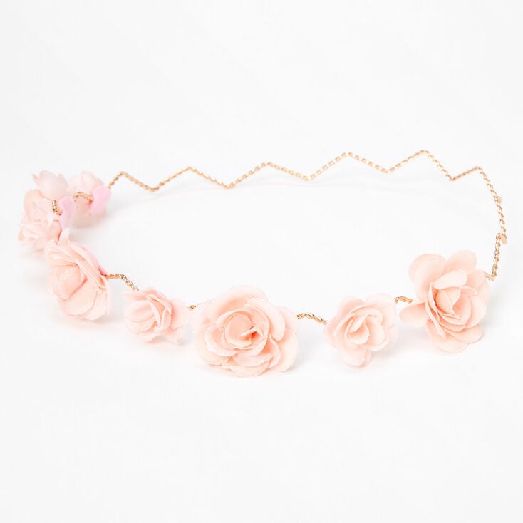 Glitter Roses Flower Crown Headwrap - Blush,