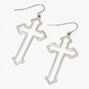 Silver Gothic Cross 1.5&quot; Drop Earrings,