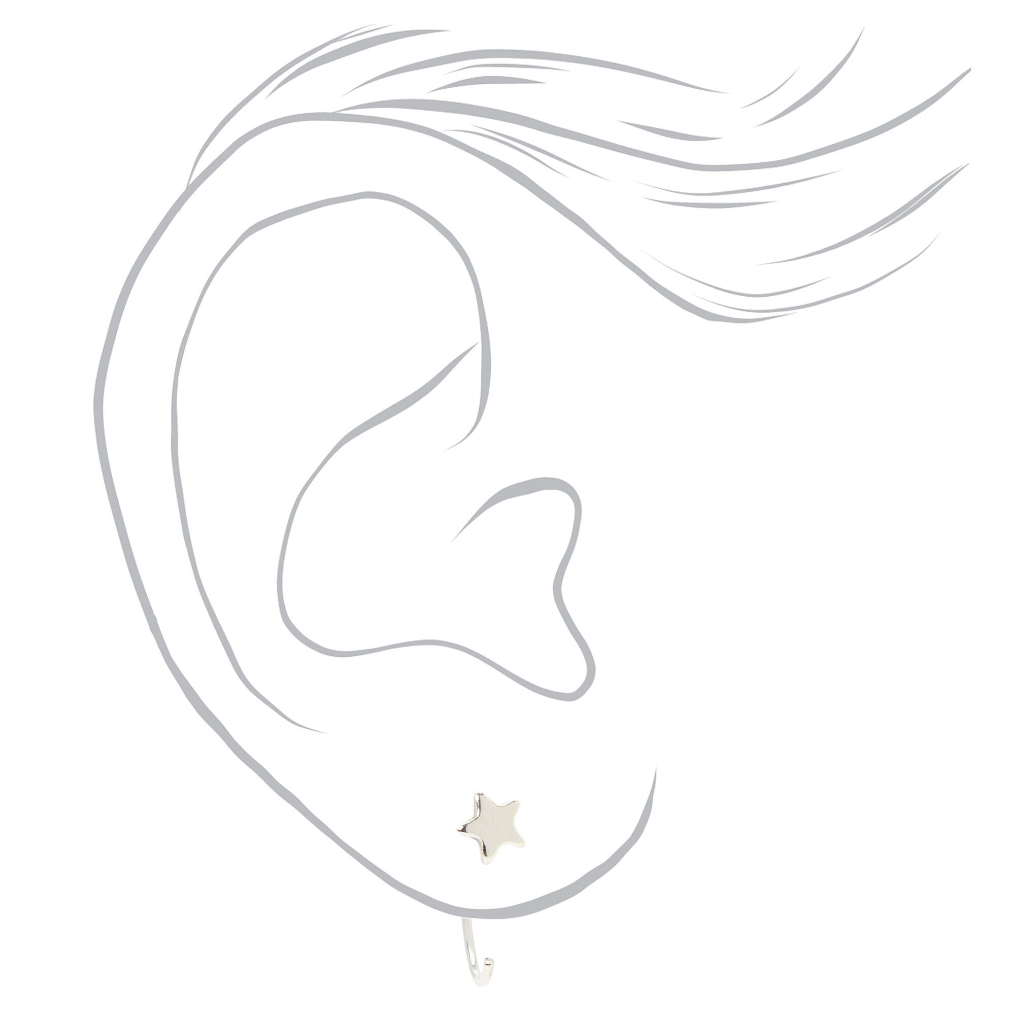 Silver Celestial Novelty Nose Studs - 6 Pack,