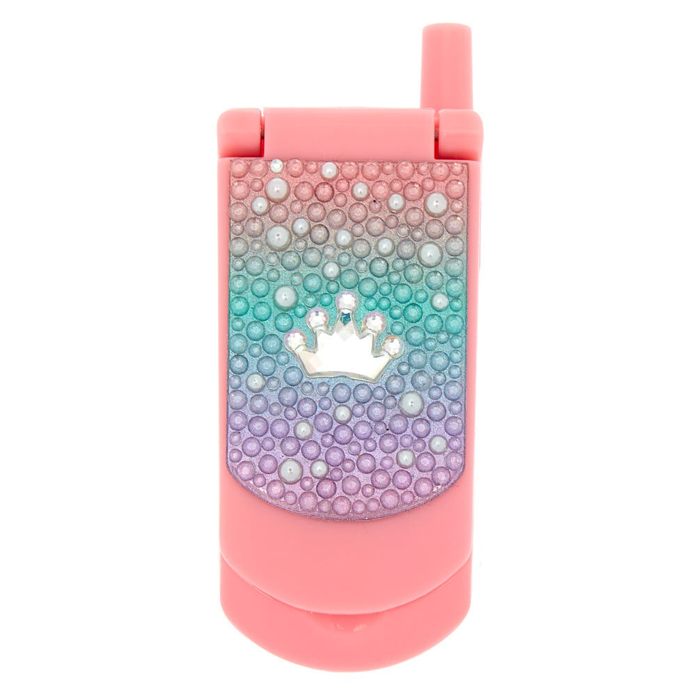 Claire's Club Flip Phone Crown Bling Lip Gloss Set - Pink,