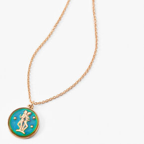 Gold Zodiac Mood Pendant Necklace - Gemini,