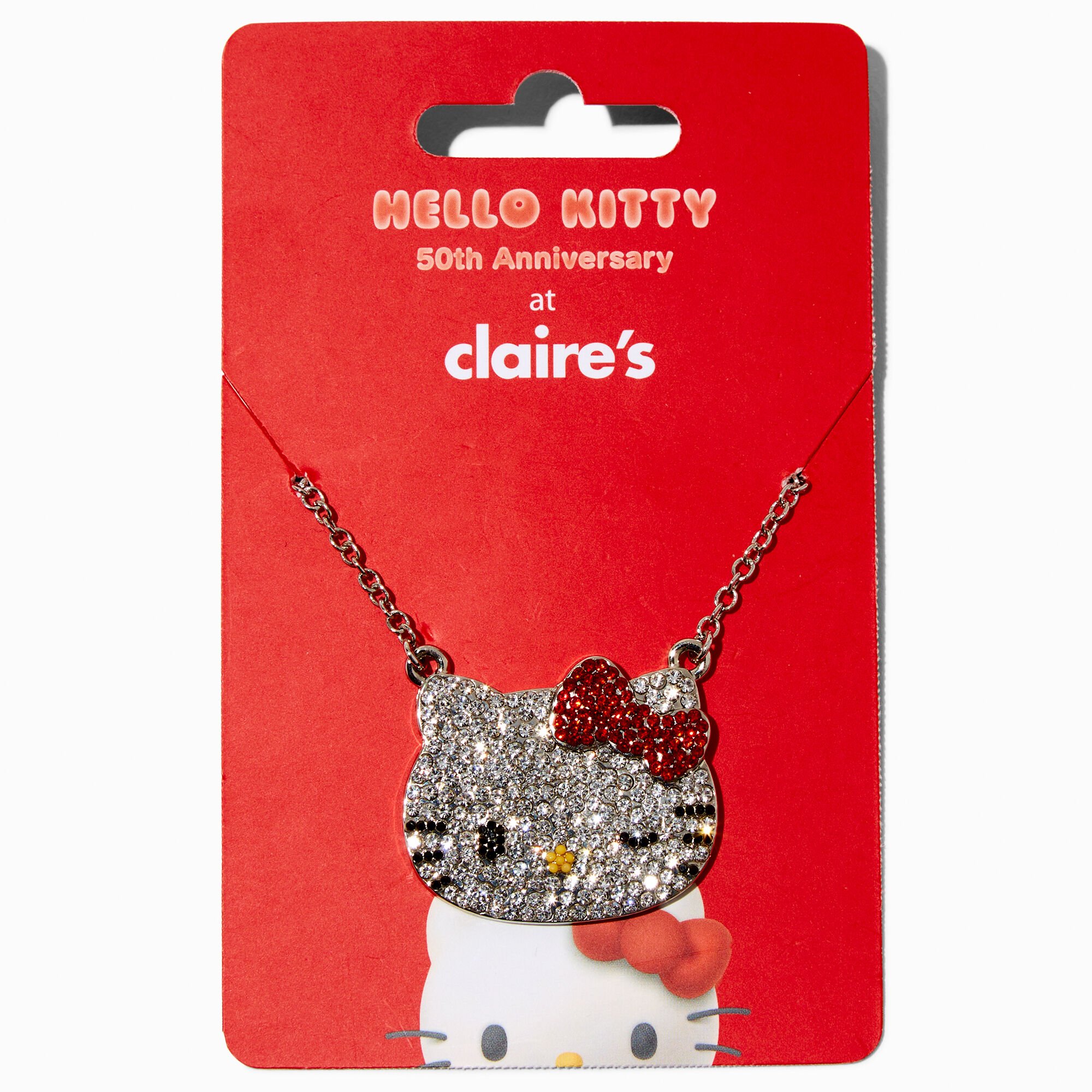 Hello Kitty 50th Anniversary Claire s Exclusive Silver tone Pendant Necklace Claire s US