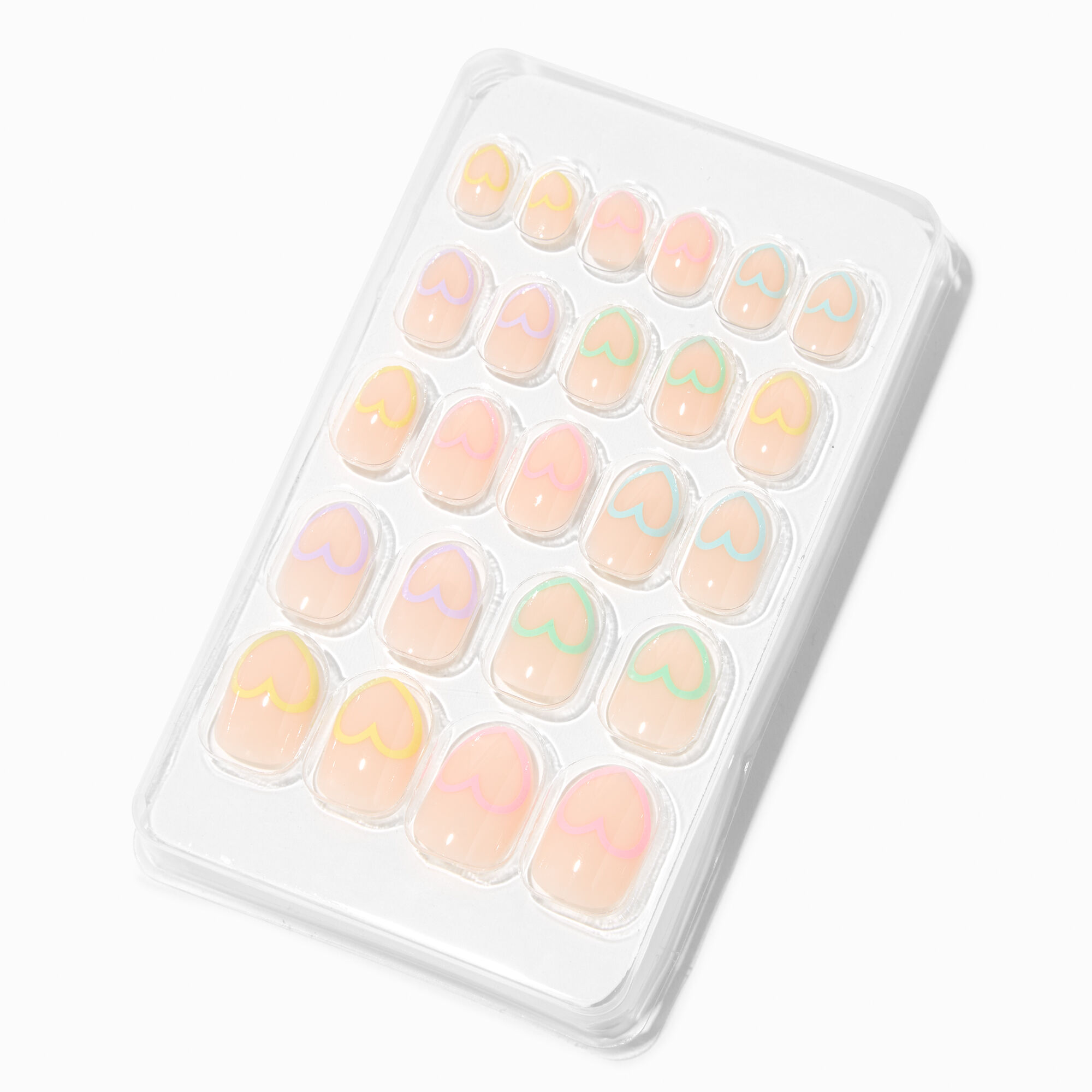 Rainbow Heart French Tip Stiletto Press On Vegan Faux Nail Set - 24 Pack,