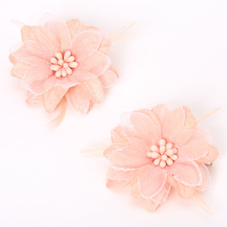 Lily Flower Hair Clips - Blush Pink, 2 Pack,