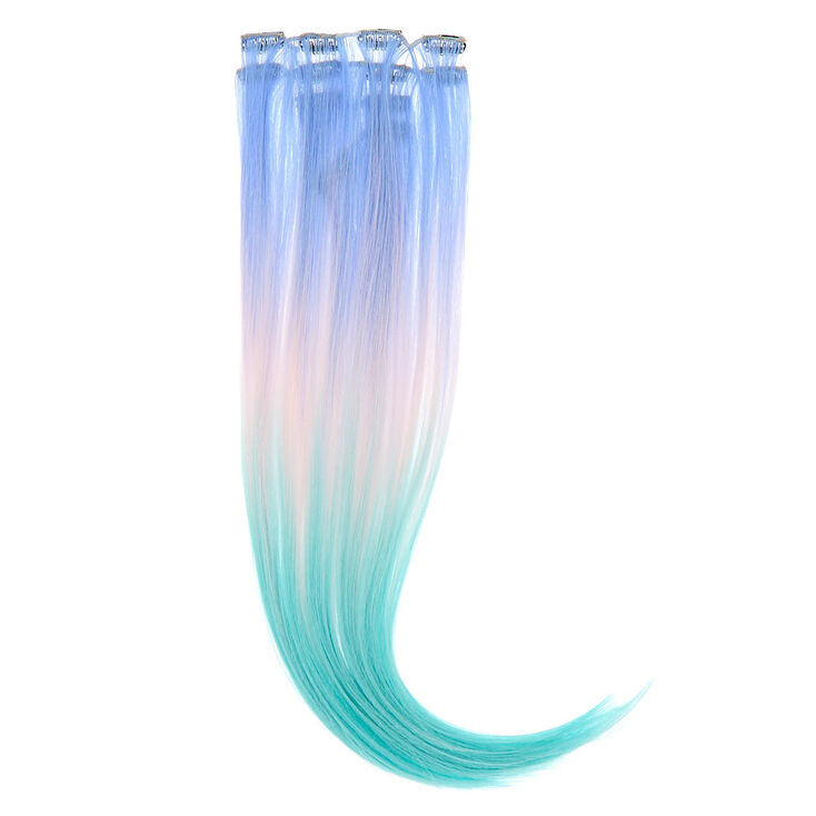Pastel Ombre Faux Hair Extensions - Blue, 4 Pack | Claire's