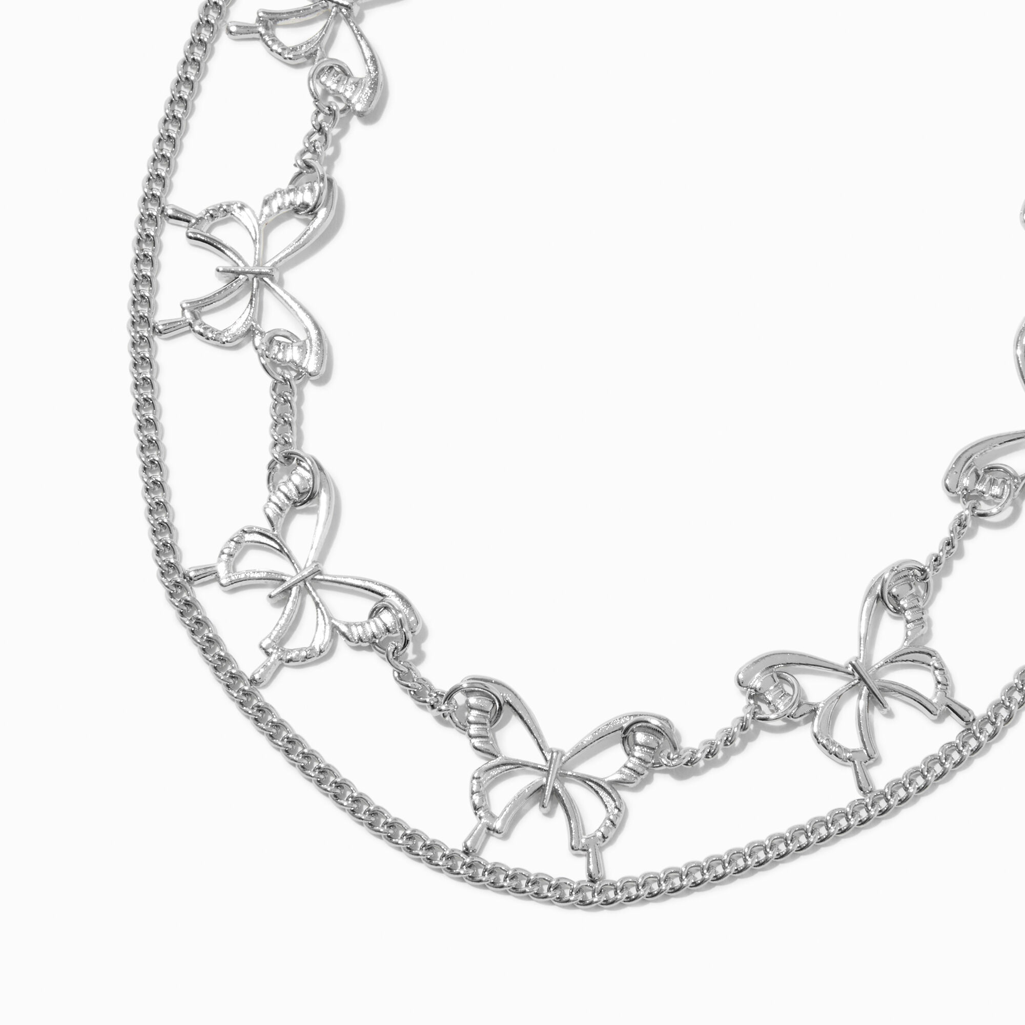 Claire s Silver tone Edgy Butterfly Multi Strand Necklace The Shops at Willow Bend