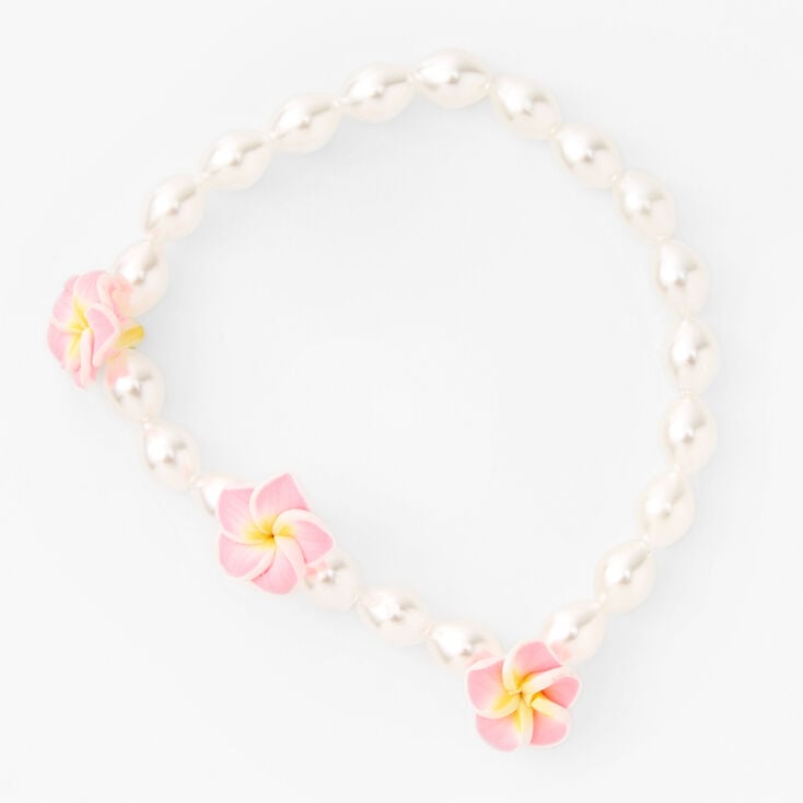 Bracelet &eacute;lastique perl&eacute; hibiscus tropical,