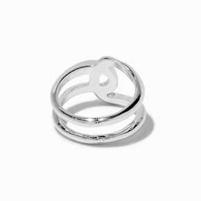 Silver-tone Molten Criss Cross Ring,