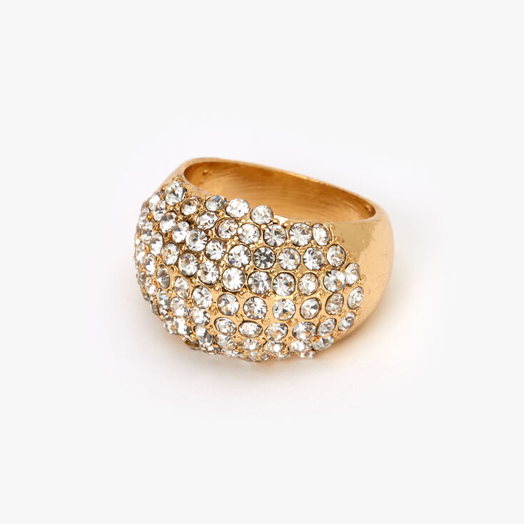 Gold Embellished Pave Dome Ring,