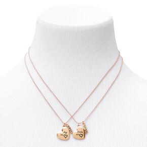 Best Friends Big Sis &amp; Little Sis Heart Pendant Necklaces - 2 Pack,