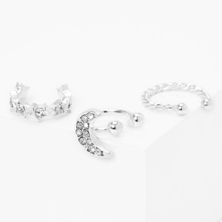 Silver Celestial Embellished Ear Cuffs - 3 Pack,