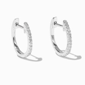 Laboratory Grown Diamond Embellished 10MM Sterling Silver Hoop Earrings,